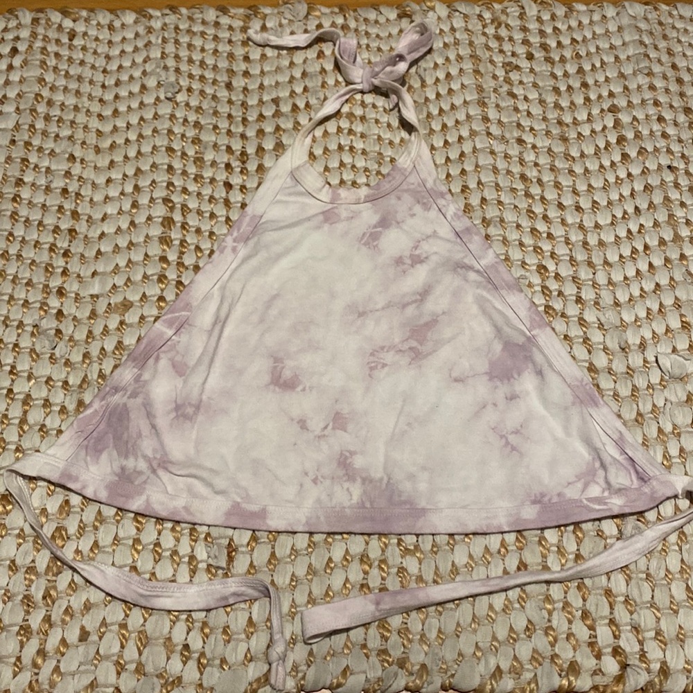 light purple & white halter crop top